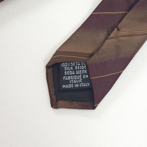 Hugo Boss Silk Tie Mens Brown Striped Necktie 59 In Quiet Luxury Officecore EUC - Picture 4 of 7